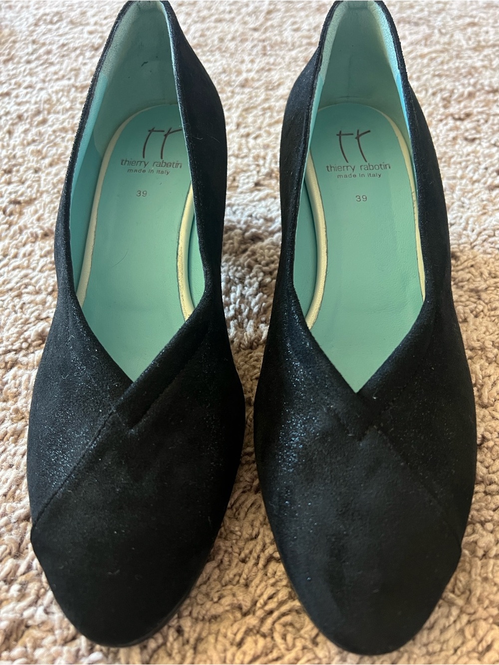 Like New Thierry Rabotin Black Suede Sparkle Heel Size 39